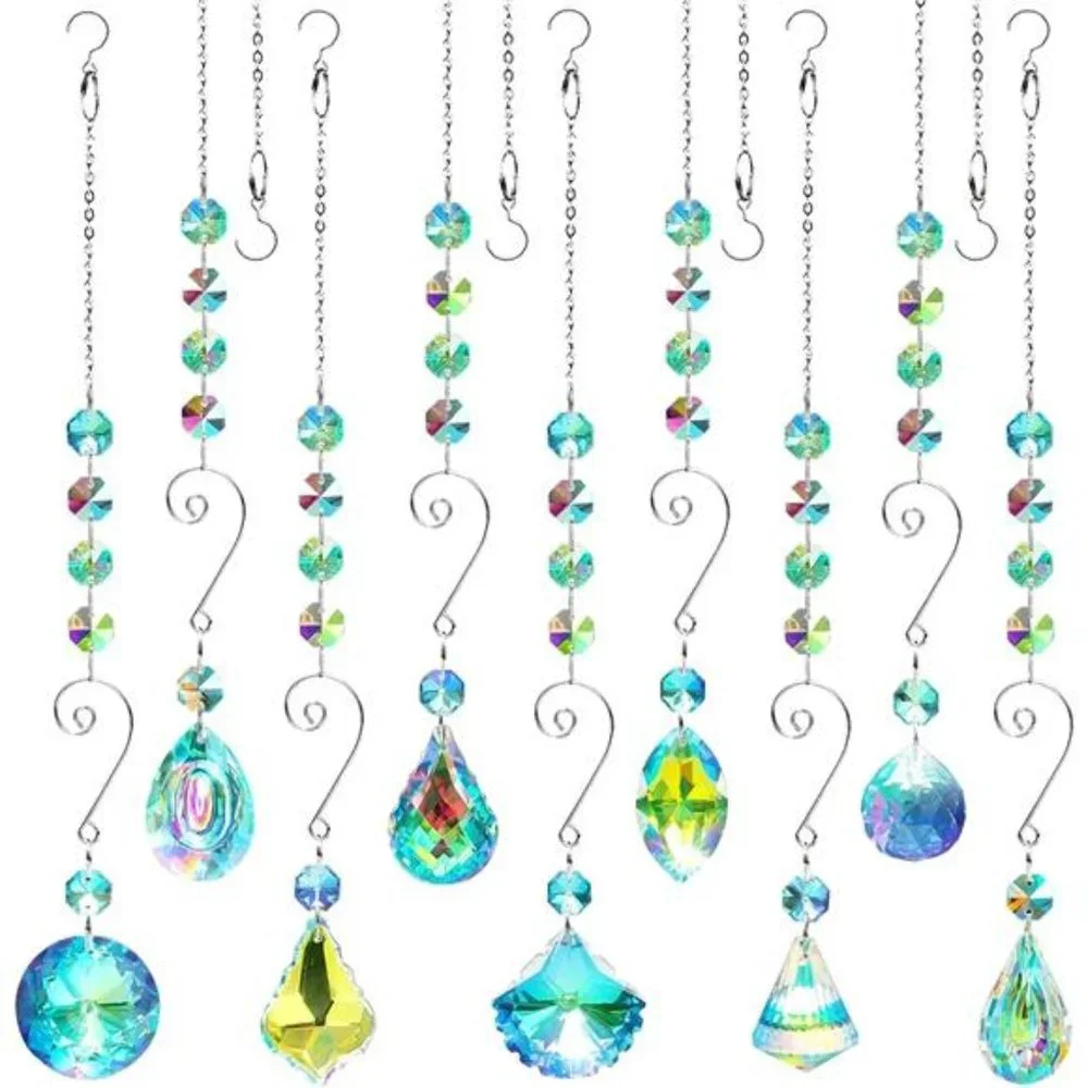 9 Pieces Sun Catcher Indoor Window Suncatcher Crystals Beads Rainbow Prism Balls
